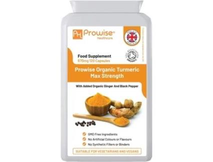 Suplemento Alimentar PROWISE HEALTCARE Curcumina De Cúrcuma Orgânica, Gengibre Com Pimenta Preta 670Mg (120 Cápsulas)