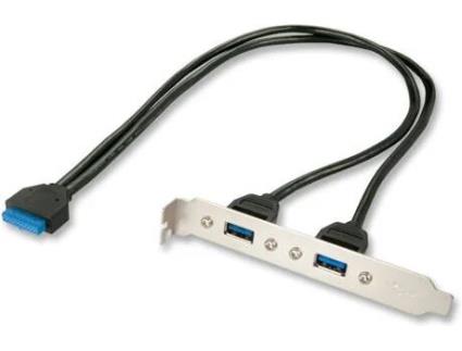 Cabo Adaptador LINDY 2 x USB 3.0 para 1 x 20 Way Header Cinzento e Preto 0.4m