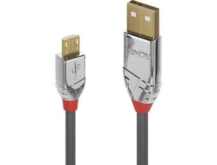 Cabo de Dados LINDY (USB A - Micro USB B - 5 m - Cinzento)