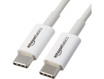 Cabo de Dados AMAZONBASICS (USB-C - 90 cm - Branco)