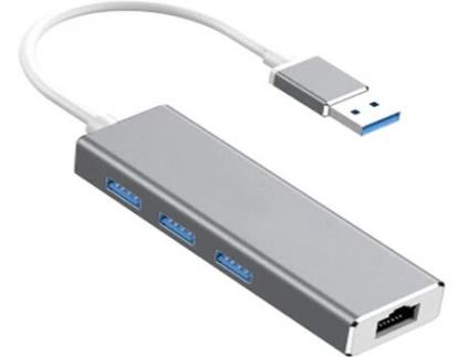 Hub HOWEI HW-1505 (Usb - 4 Portas - Ethernet - Prateado)