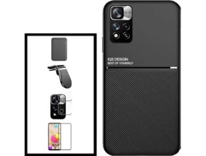 Kit Capa Magnética Anti Choque + Carteira + Película Xiaomi Redmi Note 11E Pro G4M Preto