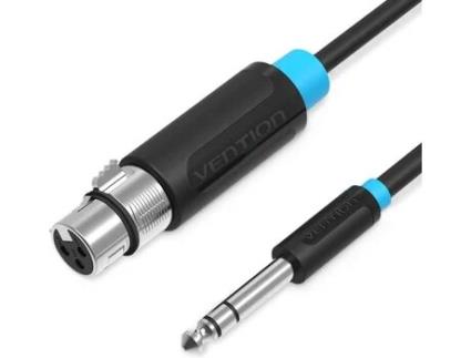 Cabo VENTION de Áudio Jack 6.5mm Macho Stéreo para XLR Fêmea de 1 metro - Preto