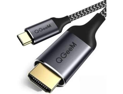 Cabo QGEEM QG-UA09-1 (USB C-HDMI - 1.2 m - Cinzento)