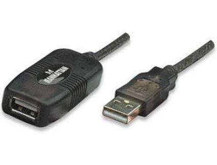 Cabo USB MANHATTAN USB A/USB A 20 m Macho/Fêmea Preto