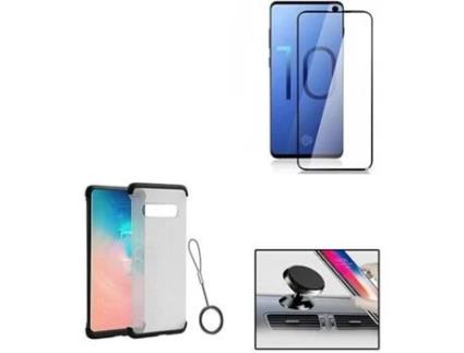 Kit Capa/Película de Vidro Temperado 5D e Suporte Magnético Auto Samsung Galaxy S10 Plus PHONOCARE Naked Transparente