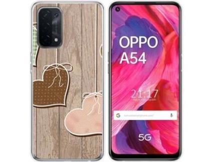 Capa Oppo A54 5G / A74 5G TUMUNDOSMARTPHONE Corações Madeira
