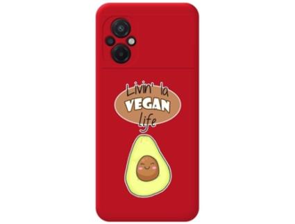 Capa para Xiaomi Poco M5 TUMUNDOSMARTPHONE Silicone Líquida Desenhos Vegan Life Vermelho