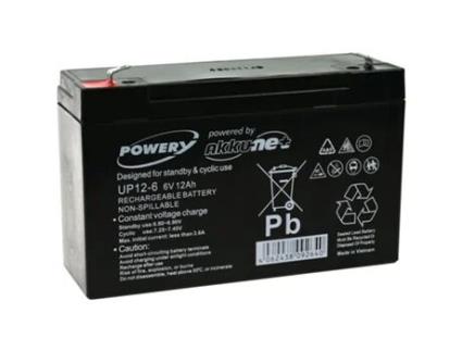 Bateria POWERY para Equipamento de limpeza Alarmes 6V 12Ah