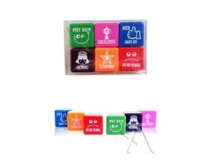 Estuche 6 Sellos De Motivacion En Castellano 25X25Mm