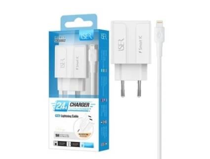 Carregador Com Duas Entrada Usb 2.0 Iser Sa0002 (Branco)