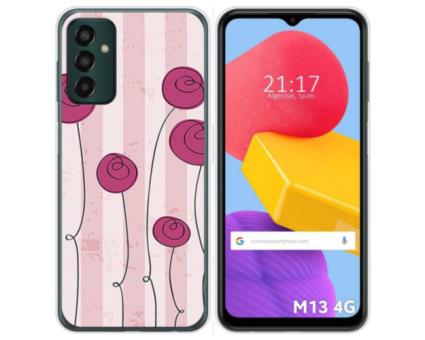 Capa Silicone para Samsung Galaxy M13 4G Desenho Flores Vintage