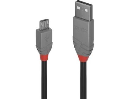 Cabo de Dados LINDY (USB A - Micro USB B - 5 m - Preto)
