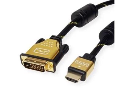 Cabo ROLINE GOLD (DVI e HDMI - 2m - Preto)