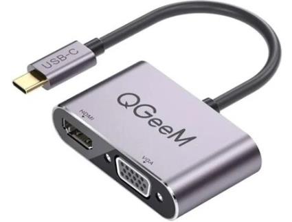 Adaptador QGEEM 02-1 (USB-C - 0.1 m - Cinzento)