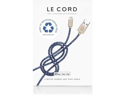 Cabo LE CORD 1333 (USB - Lightning - 2 m - Azul)