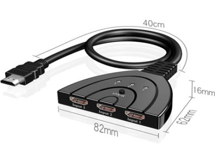 Switch HOWEI 1080P (3 in - 1 out - Preto)