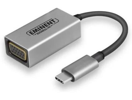 Adaptador de Interface Eminent AB7871 USB Type-C VGA Alumínio e Preto