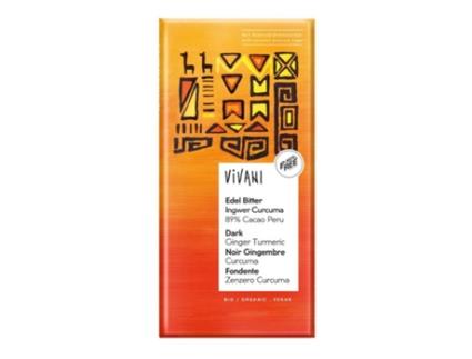 Vivani Chocolate Bio Escuro Gengibre & Curcuma 89% Cacau Da Peru com Açucar Flor de Coco 80G