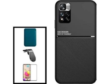 Kit Capa Magnética Anti Choque + Carteira + Película Xiaomi 11i G4M Preto