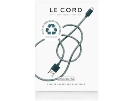 Cabo LE CORD 1330 (USB - Lightning - 2 m - Verde)