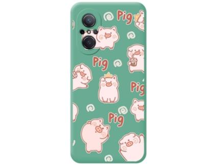 Capa para Huawei Nova 9 Se TUMUNDOSMARTPHONE Silicone Líquida Desenhos Porcos Verde