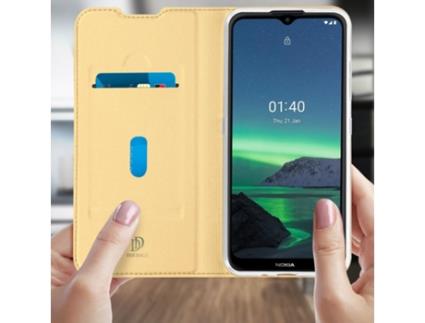 Capa Fólio Dux Ducis para Nokia 1.4 Da Serie Pro Espaço de Armazenamento Dourado
