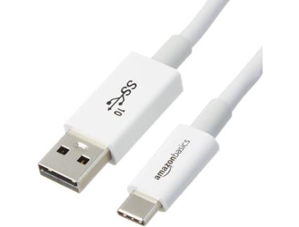 Cabo de Dados AMAZONBASICS (USB-C - USB A - 90 cm - Branco)