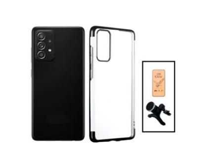 Kit Vidro Temperado Ceramica Full Cover + Capa Proteção Traseira Super Slim + Suporte Magnético Reforçado para Samsung Galaxy A52 5G Preto