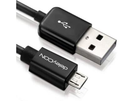 Cabo de Dados DELEYCON (USB A - Micro USB B - 1 m - Preto)