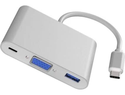 Conversor de Vídeo HOWEI HW-TC35 (Type-c - Vga - 3 em 1)