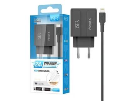 Carregador Com Duas Entrada Usb 2.0 Iser Sa0002 (Preto)