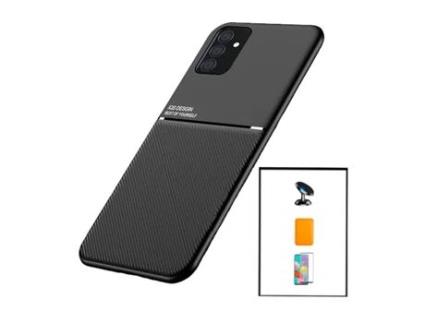 Kit Capa Traseira Magnética Anti Choque + Carteira Magnética Laranja + Película de Vidro Temperado Gorilasglass + Película de Câmara Traseira + Suporte Magnético para Samsung Galaxy M52 5G