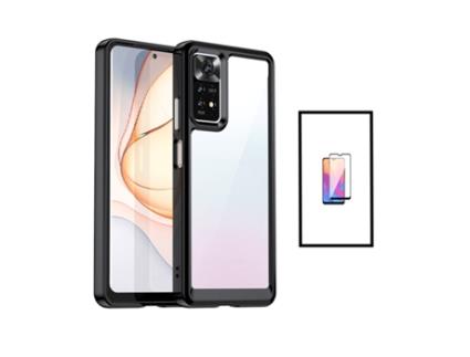 Kit Película de Vidro Temperado Gorilasglass + Capa de Tripla Proteção Revestida a Aluminio para Xiaomi Redmi Note 11 Transparente/Preto