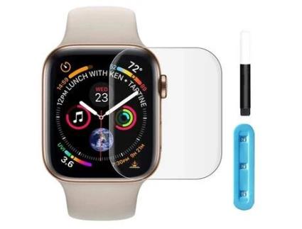 Película de Vidro Curvada Full Glue Uv para Apple Watch Se (2022) 44mm GIFT4ME Transparente