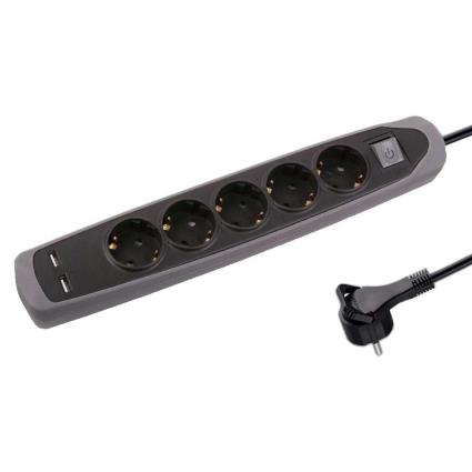 Electraline Gummy 5+2usb Power Strip Prateado