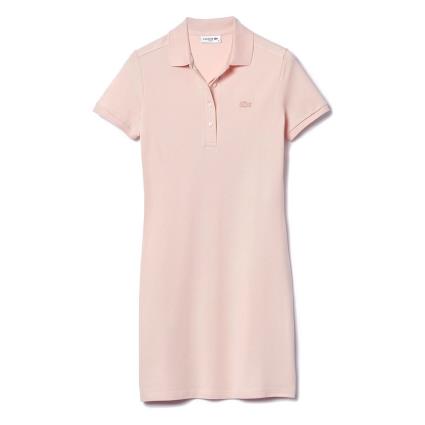 Lacoste Stretch Cotton Pique Short Dress Rosa 38 Mulher