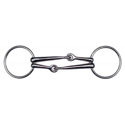 Feeling Stainless Steel Double Mouthpiece Snaffle Prateado 140 mm