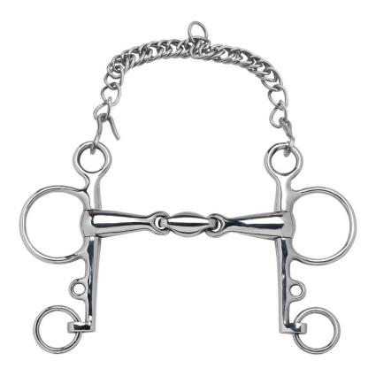 Feeling Stainless Steel 110 Mm Anatomical Hollow Pelham Bit With Long Branch Prateado 135 mm