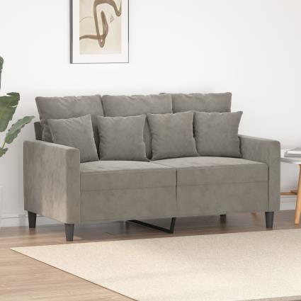 vidaXL Sofá de 2 lugares 120 cm veludo cinzento-claro
