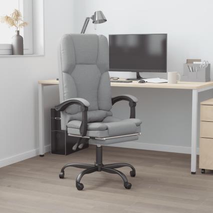 vidaXL Cadeira massagens escritório reclinável tecido cinzento-claro