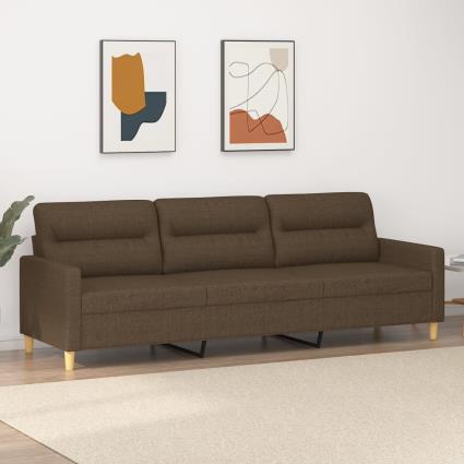 vidaXL Sofá de 3 lugares tecido 210 cm castanho