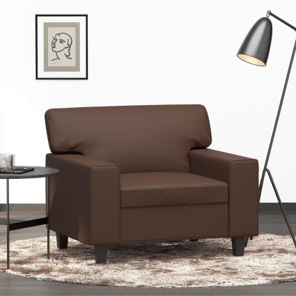 vidaXL Poltrona 60 cm couro artificial castanho