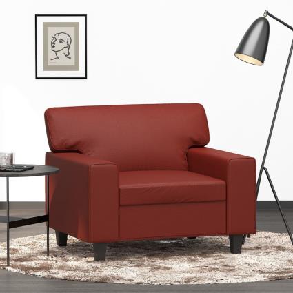 vidaXL Poltrona 60 cm couro artificial vermelho tinto