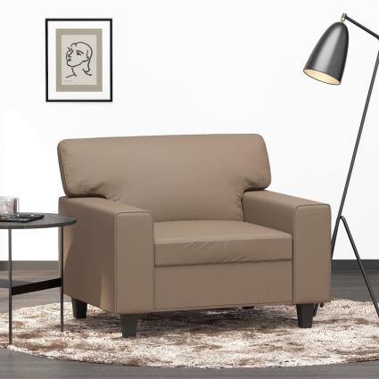 vidaXL Poltrona 60 cm couro artificial cappuccino