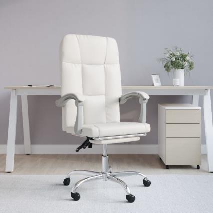 vidaXL Cadeira de escritório reclinável couro artificial branco