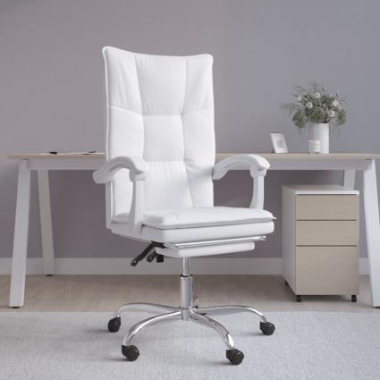 vidaXL Cadeira de escritório reclinável couro artificial branco