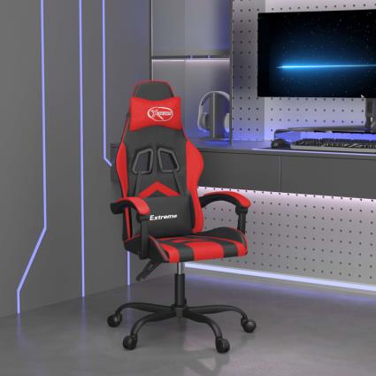 vidaXL Cadeira de gaming couro artificial preto e vermelho