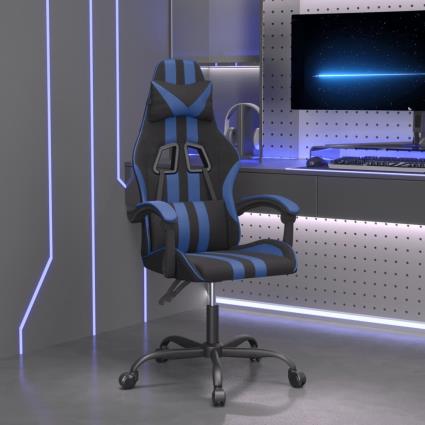 vidaXL Cadeira de gaming couro artificial preto e azul