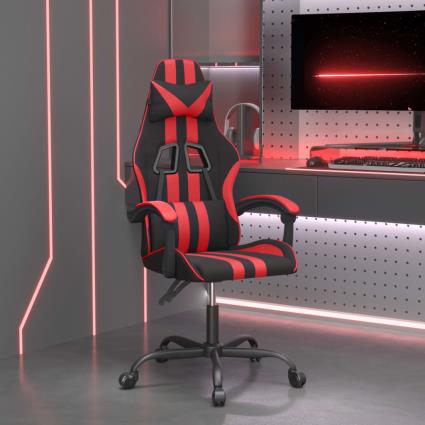 vidaXL Cadeira de gaming couro artificial preto e vermelho